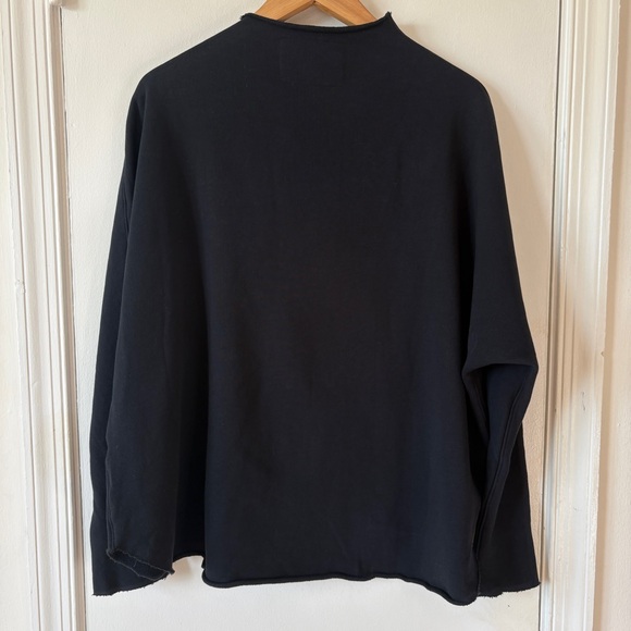Frank & Eileen Sz M EFFIE Sweatshirt Long-Sleeve Funnel Neck Capelet Navy - Picture 8 of 8